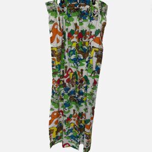 Vintage Smurf Village pleated panel bedroom Drapes 2 Curtains SEARS 23" x 62" ea